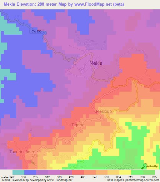 Mekla,Algeria Elevation Map