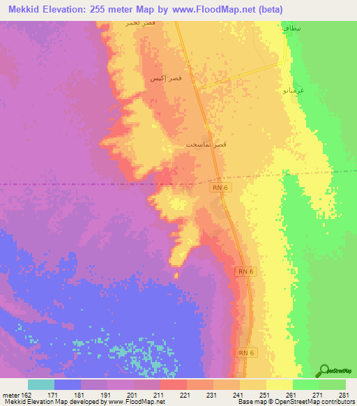 Mekkid,Algeria Elevation Map