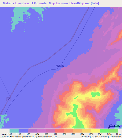 Mekalis,Algeria Elevation Map