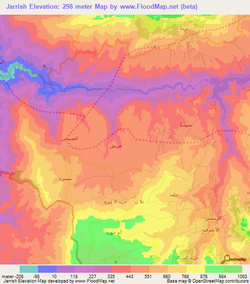 Jarrish,Jordan Elevation Map