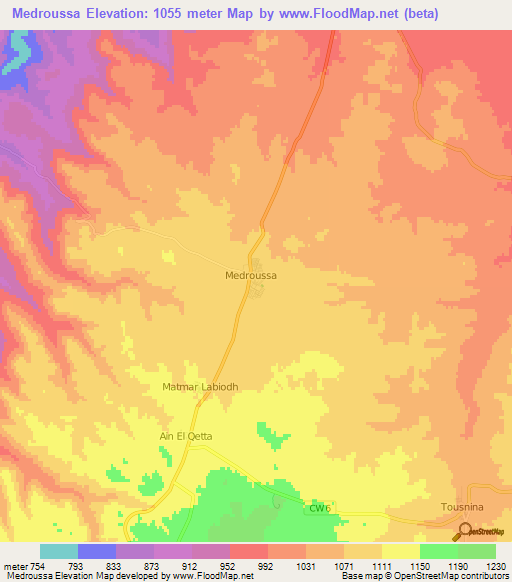 Medroussa,Algeria Elevation Map