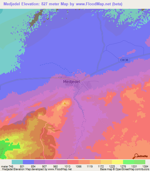Medjedel,Algeria Elevation Map