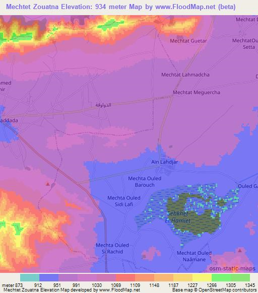 Mechtet Zouatna,Algeria Elevation Map