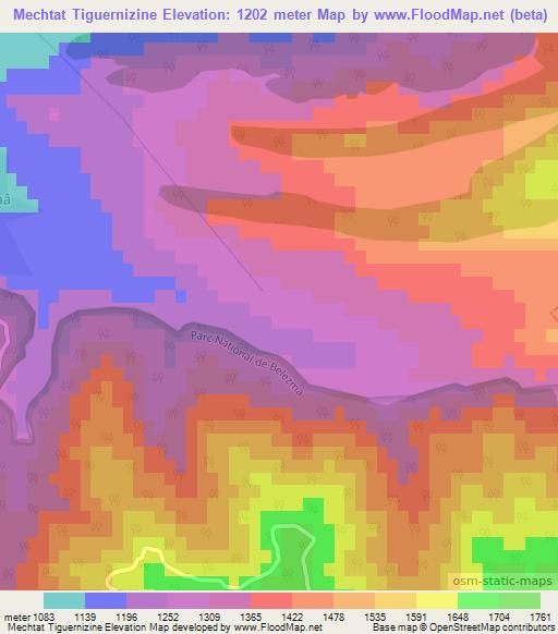 Mechtat Tiguernizine,Algeria Elevation Map