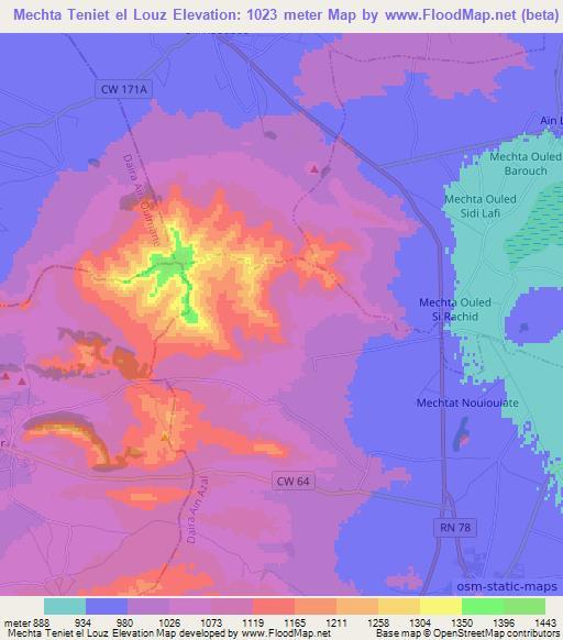 Mechta Teniet el Louz,Algeria Elevation Map