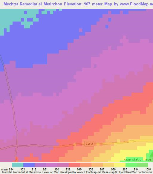Mechtet Remadiat el Metirchou,Algeria Elevation Map