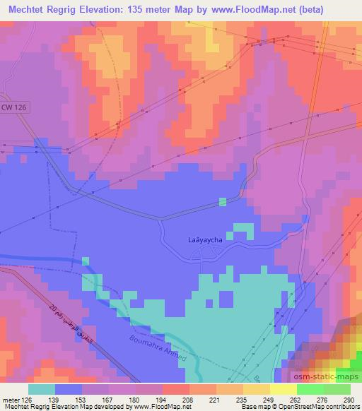 Mechtet Regrig,Algeria Elevation Map