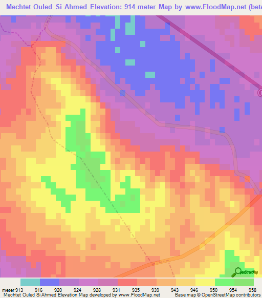 Mechtet Ouled Si Ahmed,Algeria Elevation Map