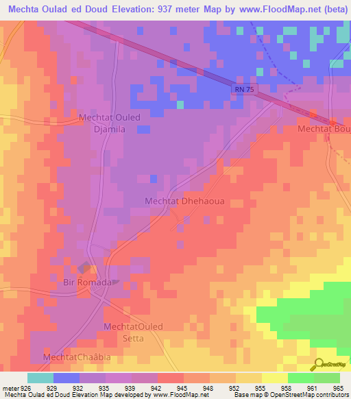 Mechta Oulad ed Doud,Algeria Elevation Map
