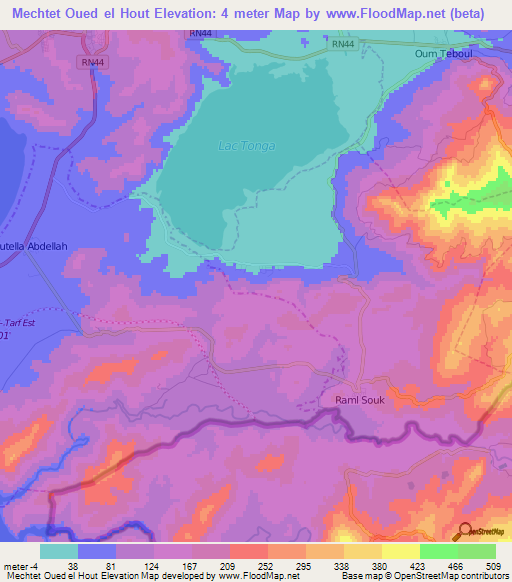 Mechtet Oued el Hout,Algeria Elevation Map