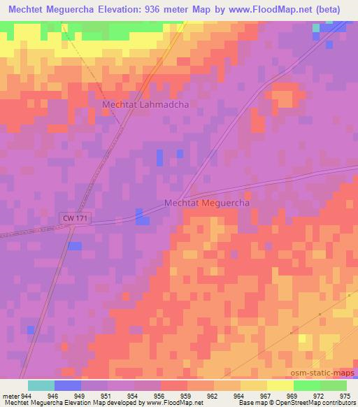 Mechtet Meguercha,Algeria Elevation Map