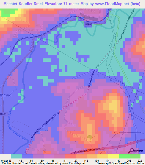 Mechtet Koudiet Rmel,Algeria Elevation Map