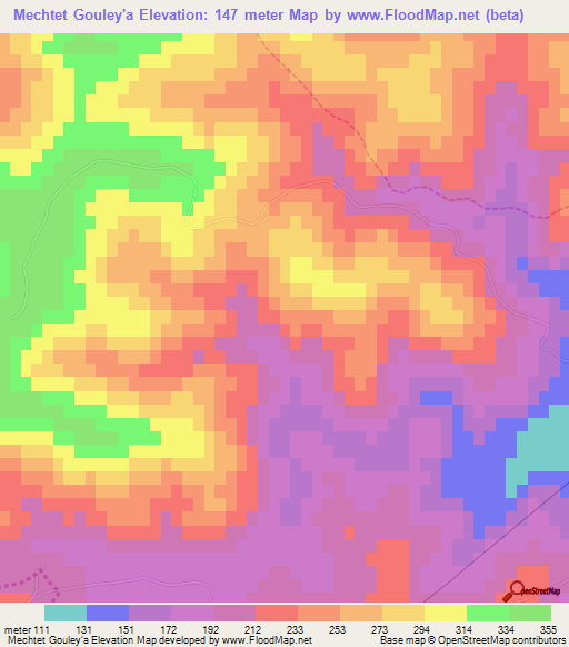 Mechtet Gouley'a,Algeria Elevation Map