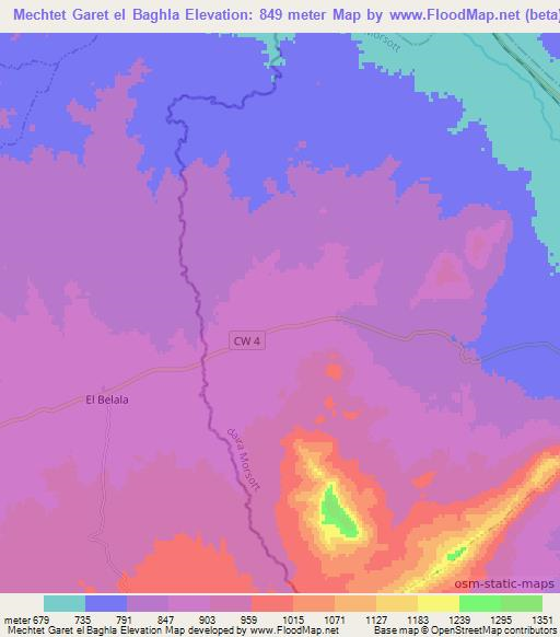 Mechtet Garet el Baghla,Algeria Elevation Map
