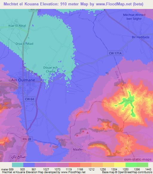 Mechtet el Kouana,Algeria Elevation Map