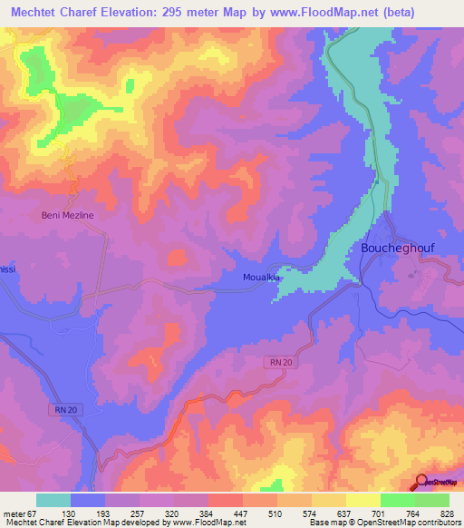 Mechtet Charef,Algeria Elevation Map