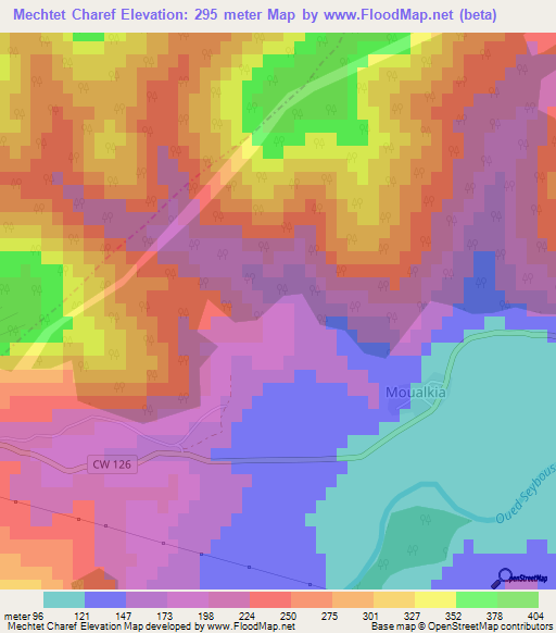 Mechtet Charef,Algeria Elevation Map