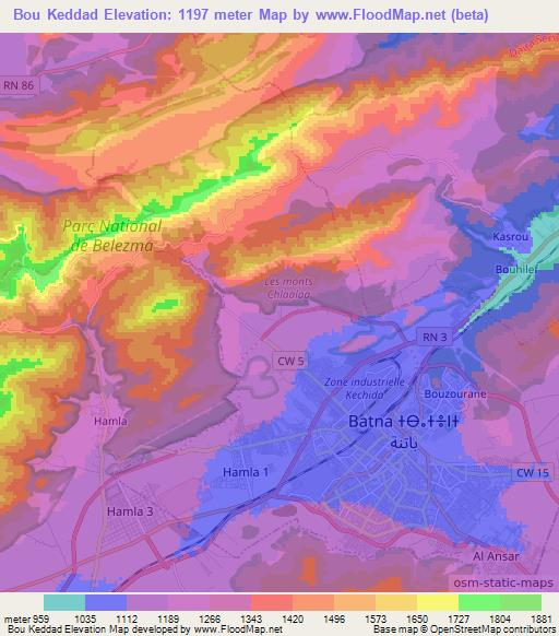 Bou Keddad,Algeria Elevation Map