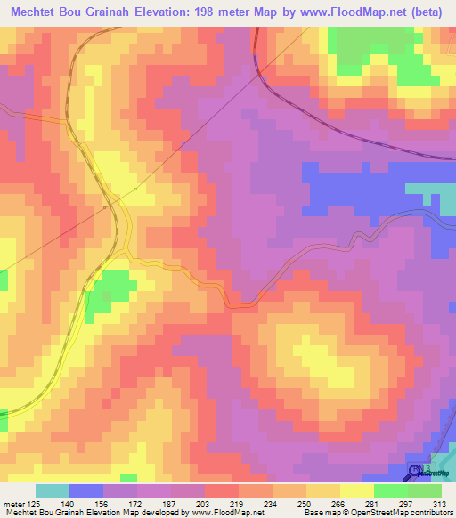 Mechtet Bou Grainah,Algeria Elevation Map