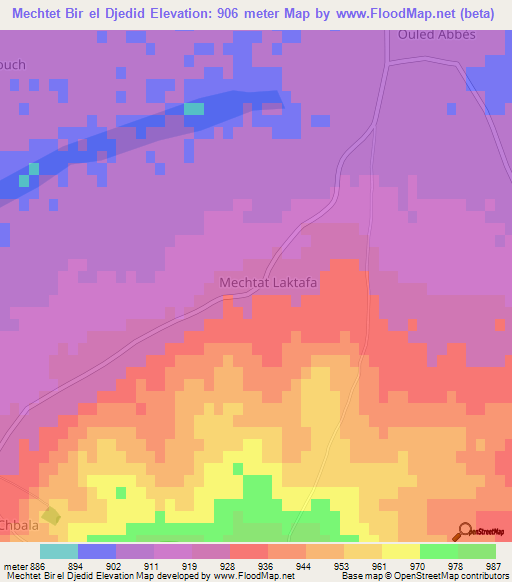 Mechtet Bir el Djedid,Algeria Elevation Map