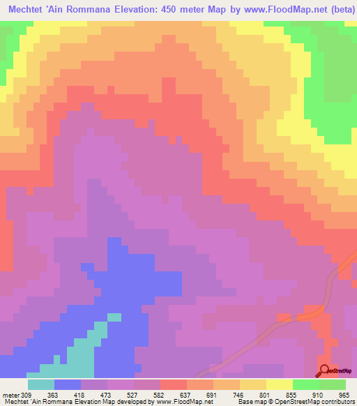 Mechtet 'Ain Rommana,Algeria Elevation Map