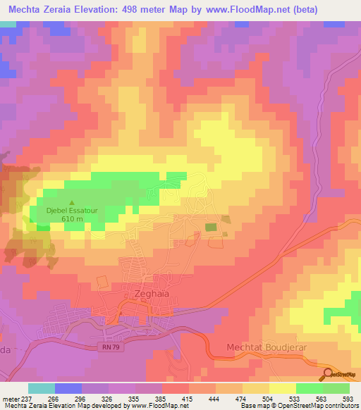Mechta Zeraia,Algeria Elevation Map