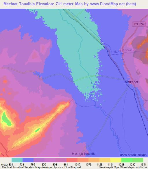 Mechtat Toualbia,Algeria Elevation Map