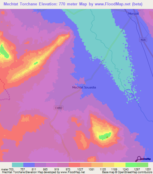 Mechtat Torchane,Algeria Elevation Map