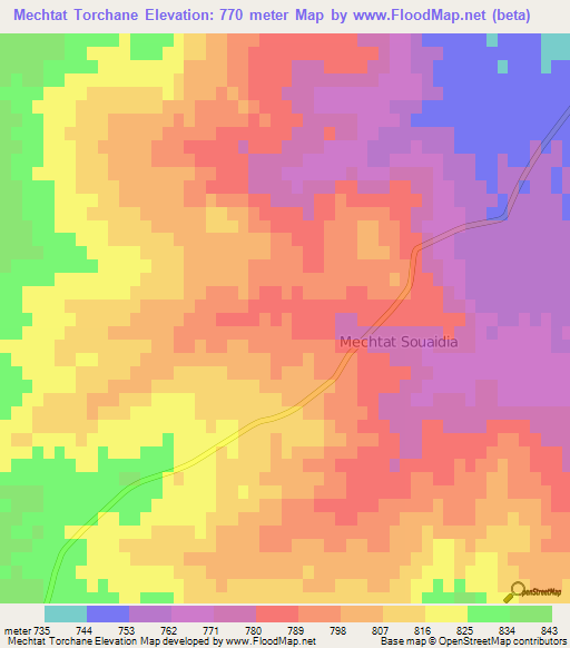 Mechtat Torchane,Algeria Elevation Map