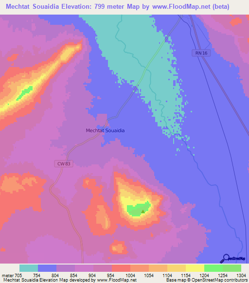 Mechtat Souaidia,Algeria Elevation Map