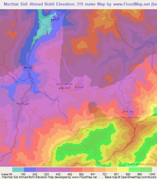 Mechtat Sidi Ahmed Bohli,Algeria Elevation Map