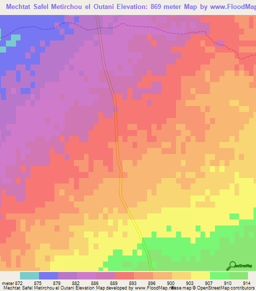 Mechtat Safel Metirchou el Outani,Algeria Elevation Map