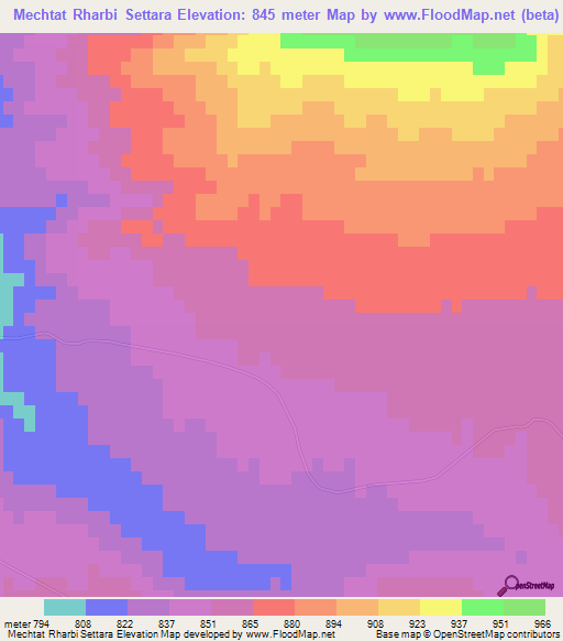 Mechtat Rharbi Settara,Algeria Elevation Map