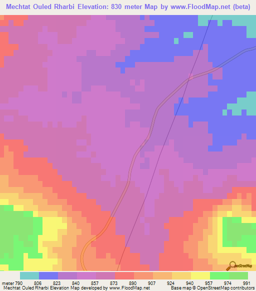 Mechtat Ouled Rharbi,Algeria Elevation Map