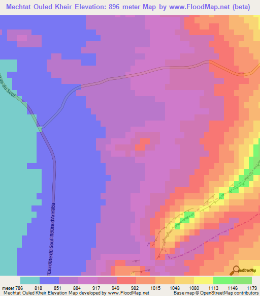 Mechtat Ouled Kheir,Algeria Elevation Map