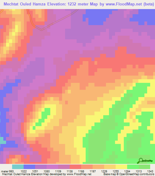 Mechtat Ouled Hamza,Algeria Elevation Map