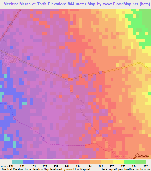 Mechtat Merah et Tarfa,Algeria Elevation Map