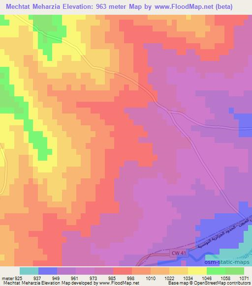 Mechtat Meharzia,Algeria Elevation Map
