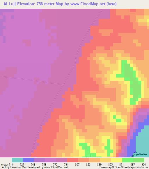 Al Lujj,Syria Elevation Map
