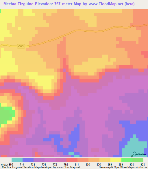 Mechta Tizguine,Algeria Elevation Map