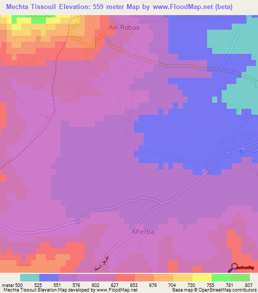 Mechta Tissouil,Algeria Elevation Map