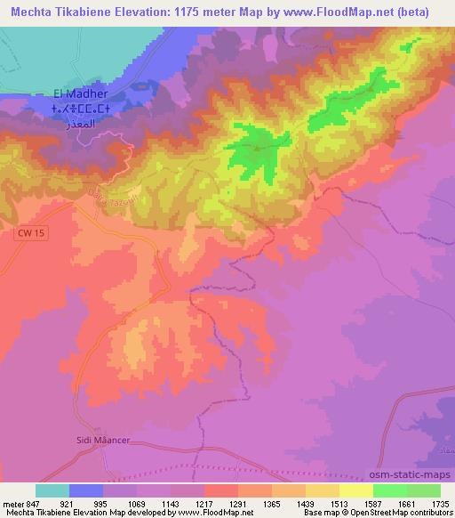 Mechta Tikabiene,Algeria Elevation Map