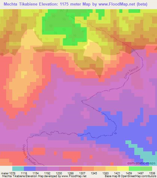 Mechta Tikabiene,Algeria Elevation Map