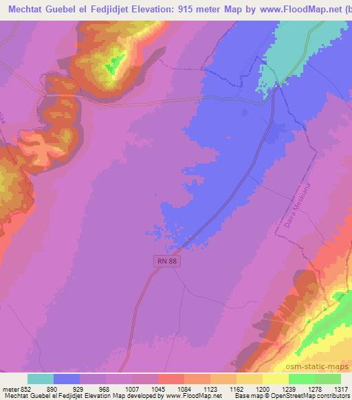 Mechtat Guebel el Fedjidjet,Algeria Elevation Map