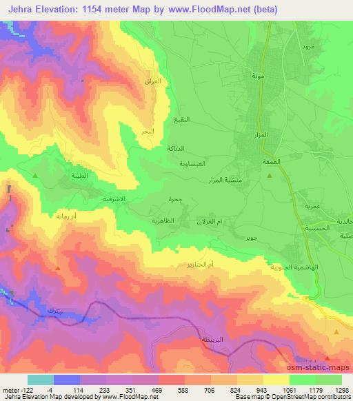 Jehra,Jordan Elevation Map