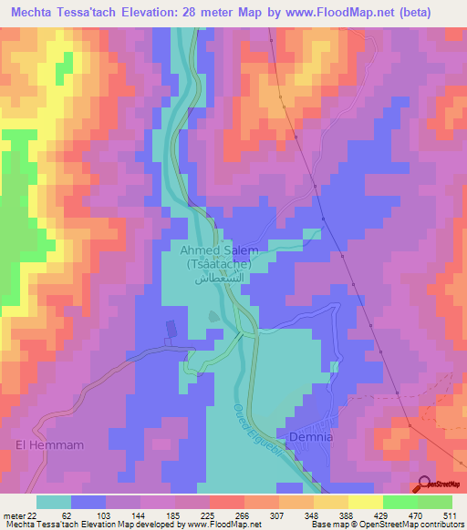 Mechta Tessa'tach,Algeria Elevation Map