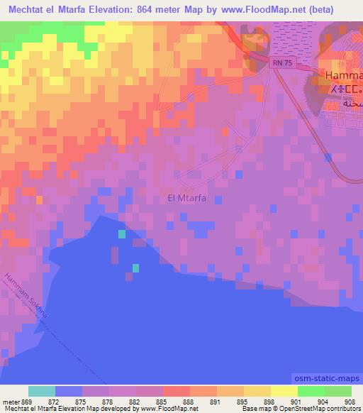 Mechtat el Mtarfa,Algeria Elevation Map