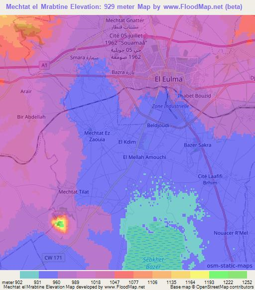Mechtat el Mrabtine,Algeria Elevation Map
