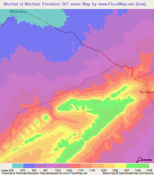 Mechtat el Mechtab,Algeria Elevation Map