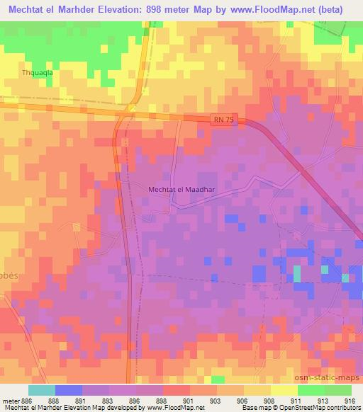 Mechtat el Marhder,Algeria Elevation Map